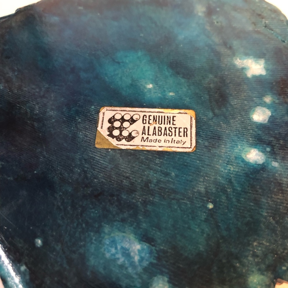 Vintage Genuine Turquoise Alabaster Ashtray Made In Italy Romano Bianchi - Picture 6 of 6